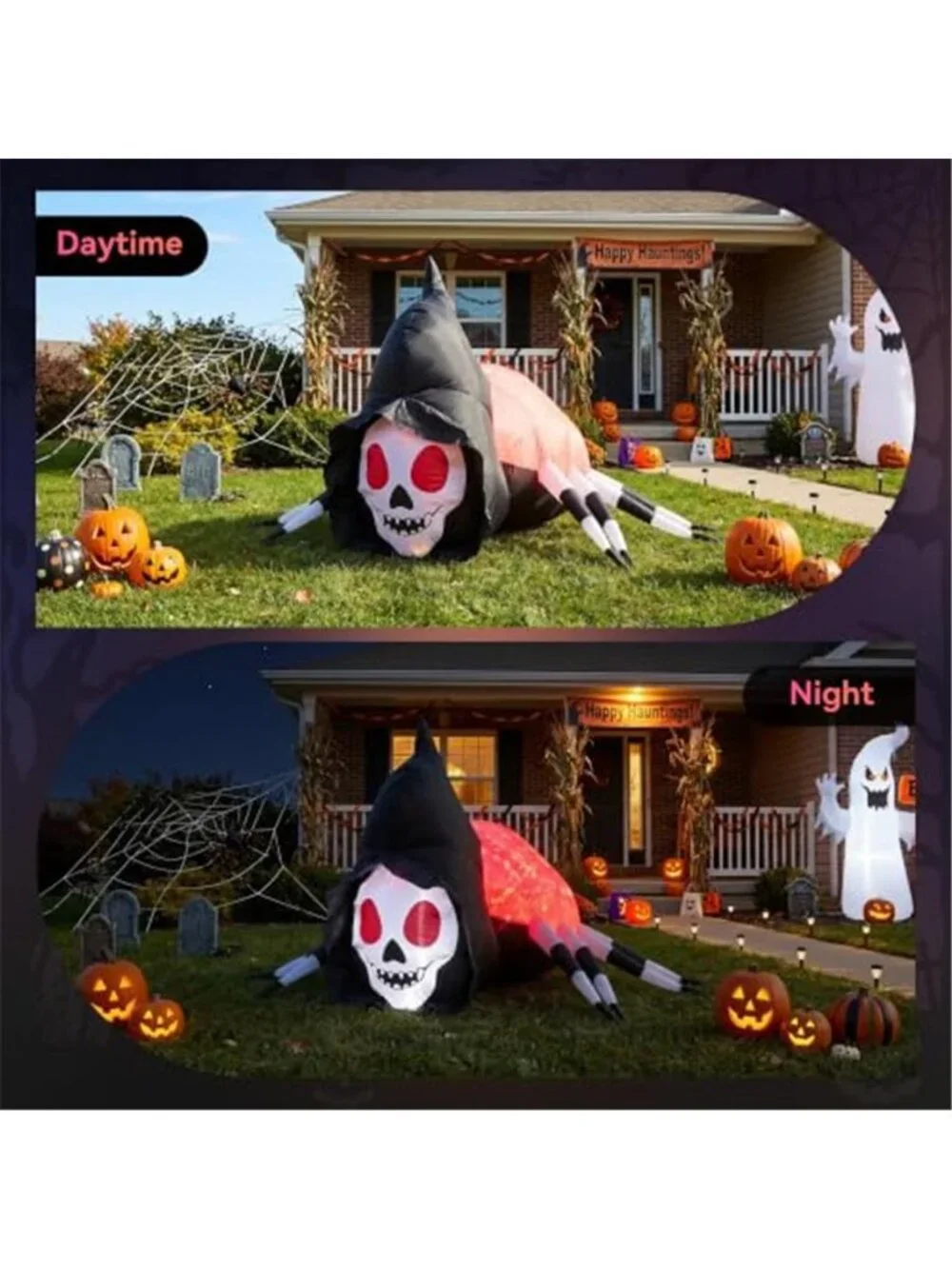 5.7FT Halloween Inflatable Skeleton Spider Outdoor Yard Decor with Magic